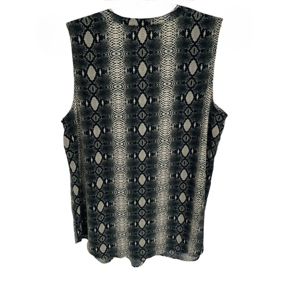 Daniel Rainn Women’s Snakeskin Print sleeveless top size large Black Gray Tan - Picture 2 of 8